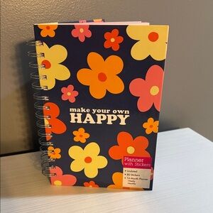 Make Your Own Happy Floral Planner - Navy with Orange & Yellow Flowers